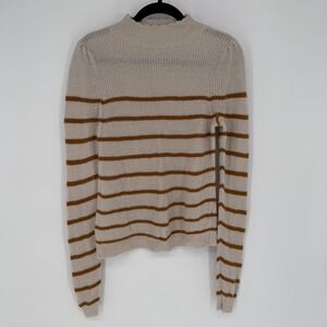 GARNET HILL AMELIE WOOL & LINEN MOCK-NECK SWEATER MEDIUM KNIT SCALLOPED NECK